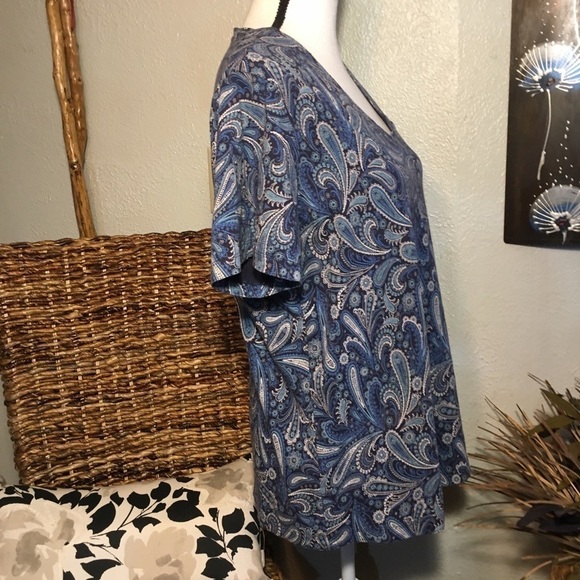 Indigo Navy Paisley T Shrt - Picture 2 of 4
